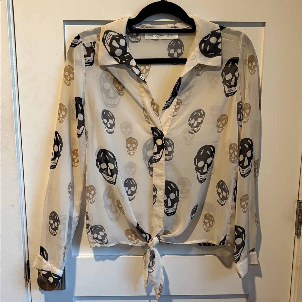 Vintage Havana Skull Blouse, Size Small